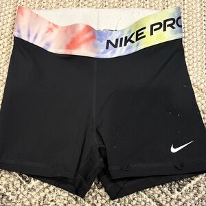Nike Pro Black Shorts with Multicolor Waistband